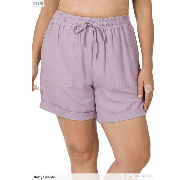 Women's Zenana Outfitters Dusty Lavender Drawstring Waist Shorts (M) - Picture 1 of 4